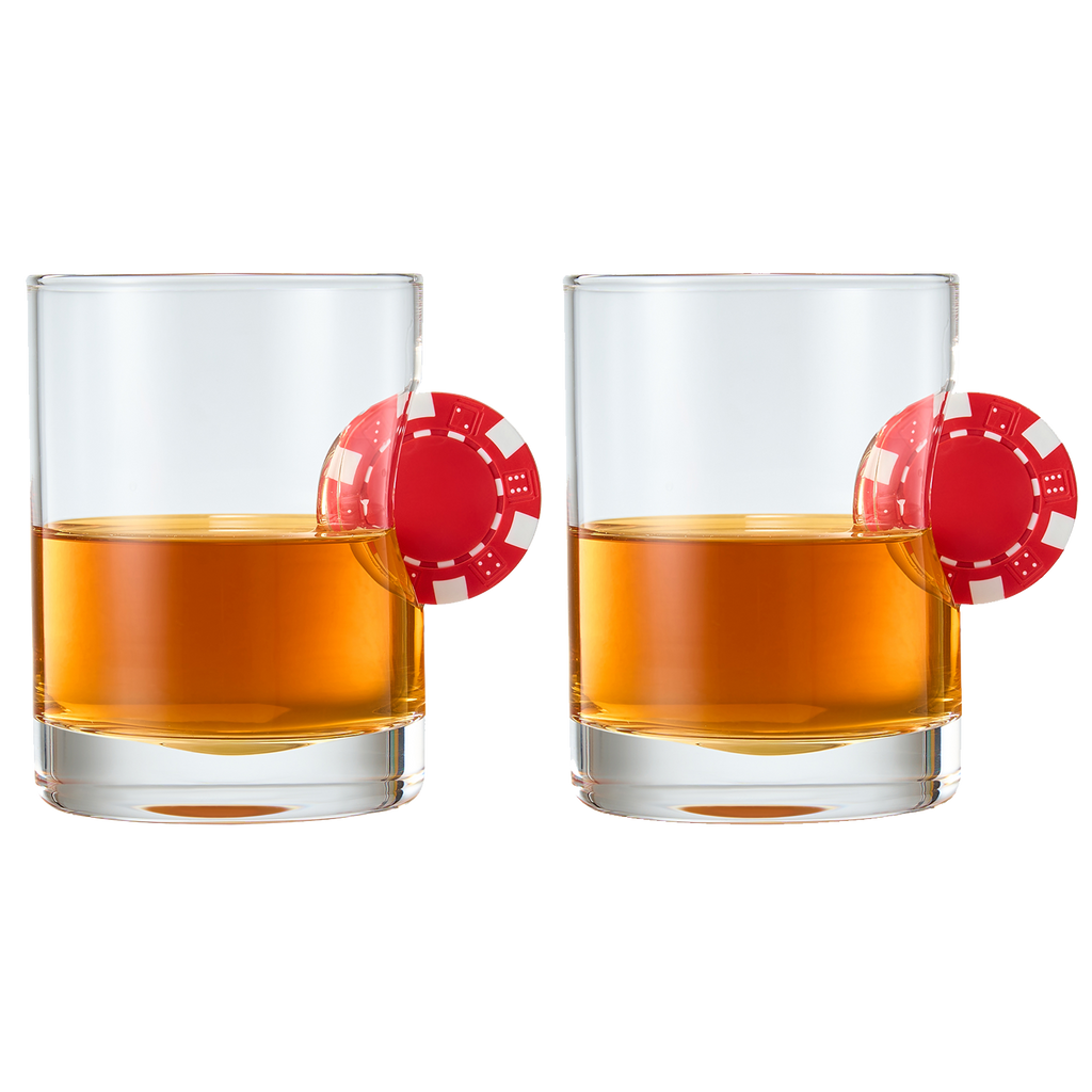 Poker Chip Whiskey Glasses, Set of 2