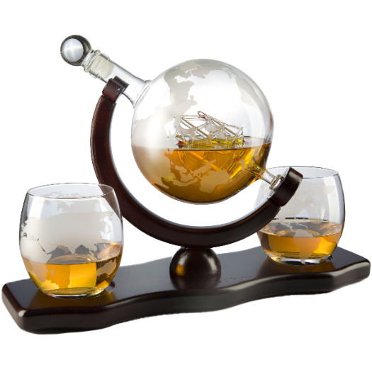 World Decanter with 2 Glasses