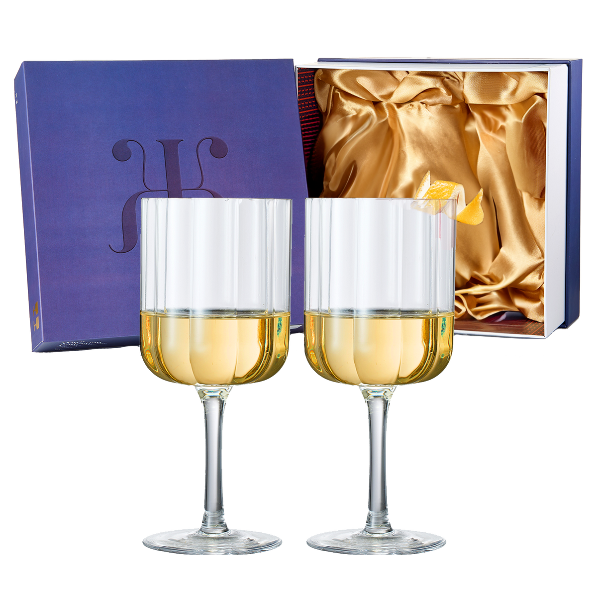Flower Vintage Wine Glasses, 13 oz, Set of 2, Clear
