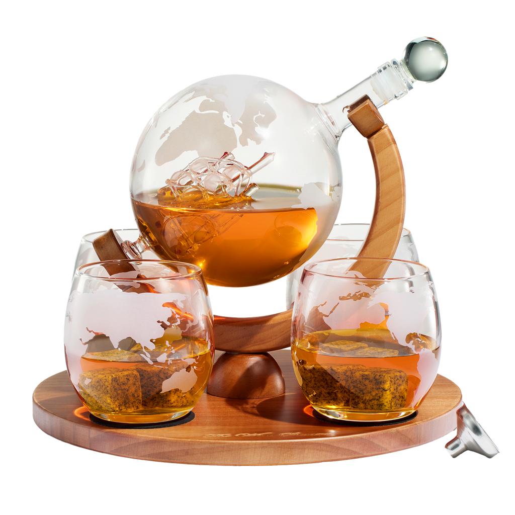 World Decanter with 4 Glasses