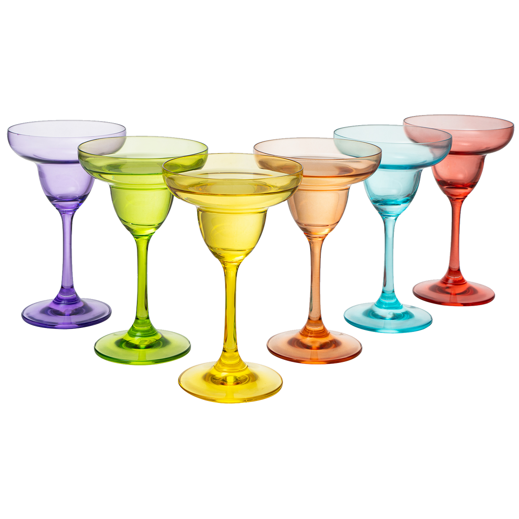 Colorful Margarita Glasses, 10.25 oz, Set of 6