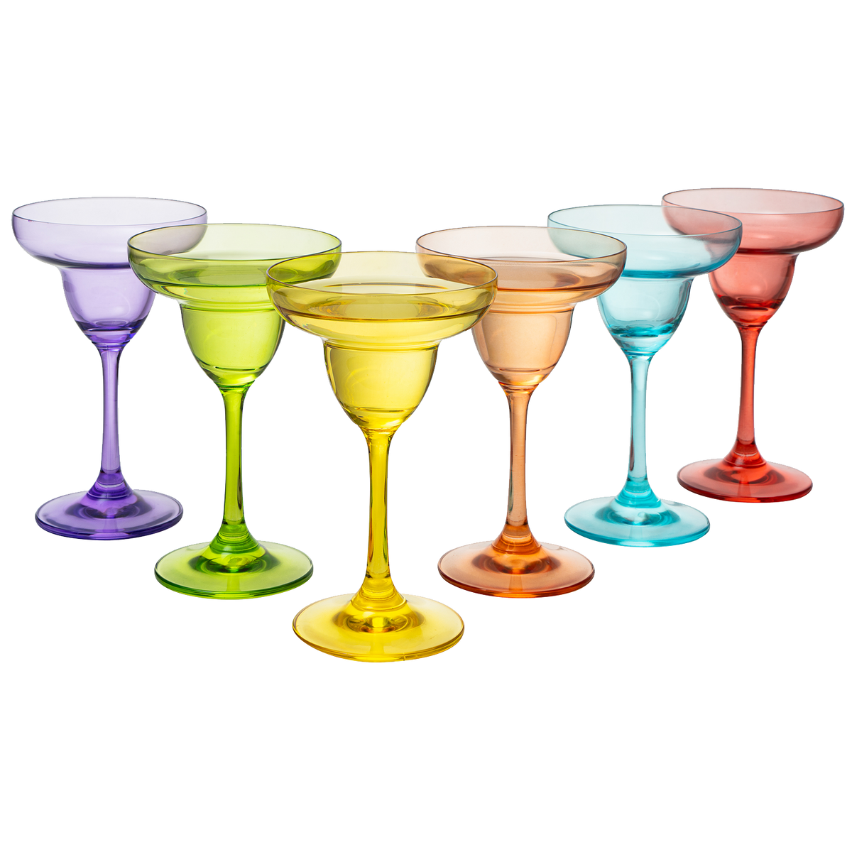 Colorful Margarita Glasses, 10.25 oz, Set of 6